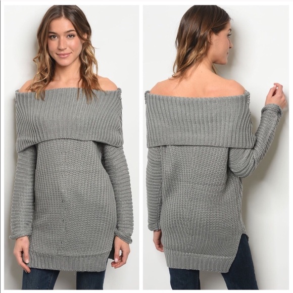 Host Pick! New! Gray offshoulder long sweater - Picture 2 of 3